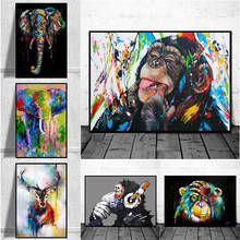 Abstract Watercolour Animal Canvas Painting Monkey And Elephant Posters And Prints Wall Art Pictures for Living Room Home Decor 2024 - buy cheap