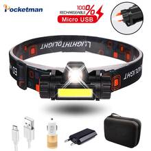 headlight USB Rechargable LED headlamp XPE+COB light with magnet  headlight built-in 18650 battery for fishing, camping 2024 - buy cheap
