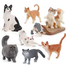 Прекрасный Сиамские персидский котенок кошка игрушка в подарок мини детей образования ПВХ моделирование кошка модель статуэтки, украшение для дома 2024 - купить недорого