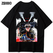 Camiseta estampa de trevo preto asta, anime japonês para homens, camiseta de algodão harajuku, manga curta legal, camisetas de verão 2024 - compre barato