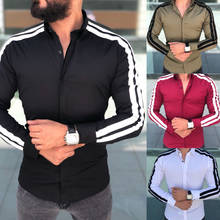 Camisas de vestir de manga larga para hombre, camisas formales de lujo, elegantes, ajustadas, a rayas, cómodas, a la moda, novedad 2024 - compra barato