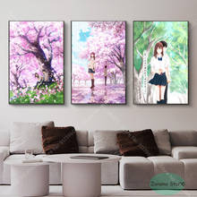 Zt95 bonito menina amor novo eu quero comer o seu pâncreas anime pintura poster impressões da arte da lona parede imagem decoração casa sala de estar 2024 - compre barato