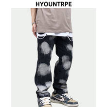 Fashion Irregular Tie-dyed Denim Jean Pants Mens High Street Straight Trousers Hip Hop Streetwear New Casual Loose Jeans Joggers 2024 - buy cheap