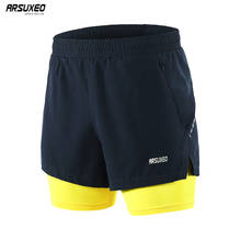 ARSUXEO-pantalones cortos para correr para hombre, 2 en 1, de secado rápido, para entrenamiento, para gimnasio, transpirables, B202 2024 - compra barato