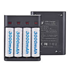 Carregador de pilhas inteligente recarregável, bateria led com 4 espaços, 5v eficiente para pilhas recarregáveis aa/aaa ni-mh/ni-cd 2024 - compre barato