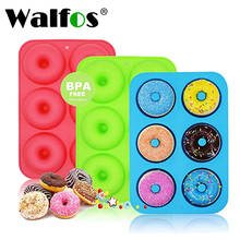 WALFOS 6 agujeros Donuts molde de forma redonda de silicona Donuts molde de gelatina para hornear molde Fondant molde de pastel de Chocolate Decoración Cocina herramienta 2024 - compra barato