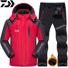 DAIWA Men Suit Waterproof Thermal Outdoor Fleece Jacket + Pants Male Mountain Skiing and Fishing Winter Warm Snow Clothes Set 2024 - compre barato
