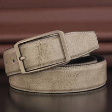 Pin Buckle Leather Belt Men's Belt Designer High Quality Light Gray Belt Casual Young Boy Ceinture Homme 2023 - купить недорого