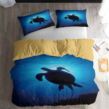 Helengili 3d jogo de cama sea turtle print duvet cover conjunto roupas de cama lifelike com fronha conjunto de têxteis para casa # HG-13 2024 - compre barato