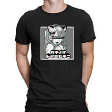 Camiseta de Material Waifu para hombre, camisa de Cosplay con cara de Anime y Neko Girl, con cuello redondo, de marca a la moda, estilo Hip Hop 2024 - compra barato