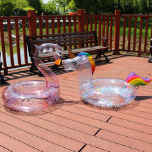 Летняя Горячая Распродажа, прозрачный надувной фламинго, Радужный Единорог, плавающее кольцо, плавательный понтон, бассейн, игрушка с блестками 2022 - купить недорого