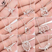 Oly2u Boho Origami Animal Necklaces Pendants for Women Girls Stainless Steel Statement Birds Elephant Necklace Chokers bijoux 2024 - buy cheap