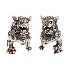 2Pc Pure Copper Lucky Lion King Figurines Antique Bronze Miniatures Desk Chinese Animals Statue Home Feng Shui Decor 2024 - buy cheap