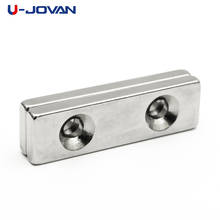 U-JOVAN 2 шт. 40x12x4 мм двойной 4 мм блок отверстий потайной неодимовый магнит 40*12*4-4-4 мощные редкоземельные магниты для творчества 2024 - купить недорого