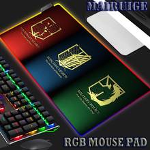 90x40cm ataque em titan rgb mouse pad teclado acessórios de jogos grande xxl anime mousepad gamer decoração do computador tapete de mesa 2024 - compre barato