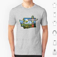 Винтажная дорожная футболка тотемного цвета с рисунком национального парка Вашингтон, 6xl, хлопковая крутая футболка, тотем штатив штата Вашингтон 2024 - купить недорого