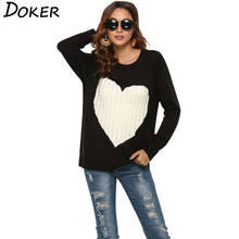 Women Sweaters And Pullovers Autumn Winter Love Heart Pattern O-neck Long Sleeve Knitted Sweater Female Casual Knitwear Tops 2024 - buy cheap