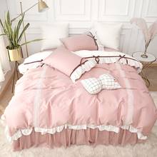 Luxury Princess style 100% cotton Bedding set ruffles  Duvet cover bedskirt Pillowcases 4pcs for girls bed set 2024 - buy cheap