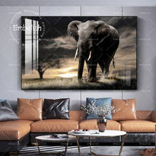 Embolish-carteles de pared de animales grandes para sala de estar, pintura en lienzo de gran elefante HD, decoración del hogar, imágenes de dormitorio enmarcadas, 1 pieza 2024 - compra barato