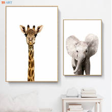 Safari pôster de parede de animais para bebês, arte em tela, girafa, elefante, zebra, leão, pintura em casa, decoração de berçário para crianças 2024 - compre barato