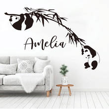 Calcomanía de bambú con nombre personalizado para pared, pegatinas de vinilo con diseño de Panda, bosque, habitación de niños, habitación de bebé, C185 2024 - compra barato