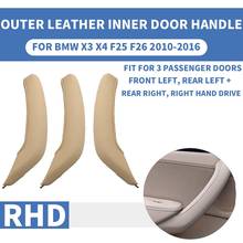 3PCS RHD Right Hand Drive Beige Outer Exterior Leather Interior Inner Door Pull Handle Trim Cover Panel For BMW X3 X4 F25 F26 2024 - buy cheap