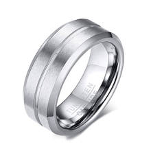 Tigraduação anel masculino de carboneto de tungstênio, design clássico para festa de casamento 8mm cor de prata unissex anel escovado joia da moda para homens 2024 - compre barato