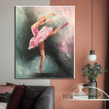 Retrato de bailarina abstracta, pintura al óleo sobre lienzo, carteles artísticos e impresiones, lienzo escandinavo, imagen artística de pared para sala de estar 2024 - compra barato