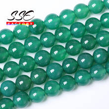 Cuentas de piedra Natural para fabricación de joyas, cuentas redondas sueltas de ágatas verdes de 15 '', 4/6/8/10/12mm, accesorios para pulseras A21 2024 - compra barato