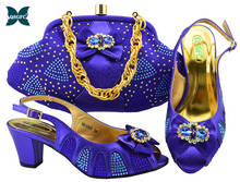 Lastest-Bolso italiano con zapatos de mujer, diseño italiano, Color violeta, africano, nigeriano, conjunto de zapatos y bolso para fiestas 2024 - compra barato