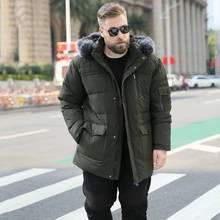 Мужская куртка большого размера XL-9XL 10XL, пальто средней длины, зимняя теплая одежда с поясом и меховым воротником 2022 - купить недорого