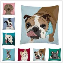 Cute Dog Cartoon Pattern Linen Cushion Cover Pillow Case for Home Sofa Car Decor Pillowcase 45X45cm 2024 - buy cheap