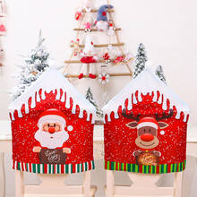 Capa de silicone para decoração de cadeira, decoração de natal, com chapéu vermelho, para festa de natal, 1 peça 2024 - compre barato
