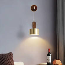 Lámpara de pared led para sala de estar, luz nórdica de nogal, cobre, arte, mesita de noche, personalidad creativa 2024 - compra barato