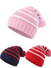 Connectyle  Toddler Infant Girls Boys Kids Classic Stripe Knit Beanie Cap Fleece Lined Winter Hats 2024 - buy cheap