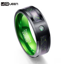 Carbon Fiber Men Rings Scrub Green Zircon 100% Tungsten Carbide Wedding Bands Anillos para hombres Black Dragon 2024 - buy cheap