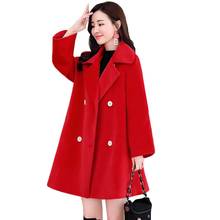 High-quality Women Woolen Coats New Autumn Winter Jacket Solid Double-breasted Wool Coat Large size With Belt Women Clothes Y188 2024 - buy cheap