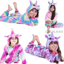 Pijama de Unicornio para niños y niñas, ropa de dormir de franela cálida, mantas de invierno 2024 - compra barato