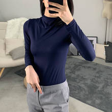 Female T-shirt 2019 New Early Autumn Modal Half-high Collar Bottoming Shirt Long-sleeved Shirt Tight-fitting Wild Women's Shirt 2024 - buy cheap