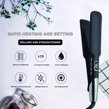 Professional Hairdressing Appliances, Two in One, Hair Straightener, LCD Screen, Curling Iron, Rapid Heating, Tourmaline Ceramic 2024 - buy cheap