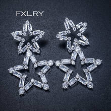 FXLRY New Design Exaggerate Fashion Women White Color Cubic Zircon Pentagram Exaggerated Personality Earrings Jewelry 2024 - buy cheap