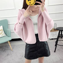 Cardigan Solid Color Bat Sleeve Hooded Sweater 2020 New Fashion Knitting Cardigans Loose Brief Sweaters Vestidos LXJ1028 2024 - buy cheap