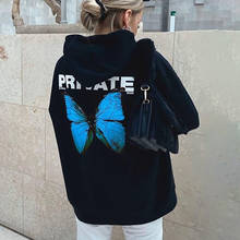 Fashion Autumn Hoodie Women Men Explosion Private Butterfly Printed Hoodies Oversize Long-Sleeved Black Sweatshirt Pullover Top 2024 - buy cheap