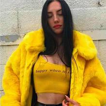 Autumn Winter Women'S Yellow Faux Rabbit Fur Coat Warm Furry Jacket Female Turn Down Collar Zipper Imitation Fur Outwears J3359 2024 - buy cheap
