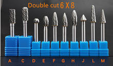 10pcs Double cut Tungsten Carbide Rotary burr Set Metal Carving Drilling Polishing Bits with 6*8mm Blade Shank for Die Grinder 2024 - buy cheap