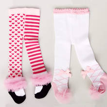 Cute Baby Girl Tights Soft Cotton Lace Bowknot Pantyhose Autumn Winter Girl Clothes Striped Newborn Toddler Tights Stockings 2024 - купить недорого