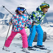 Conjunto de neve quente à prova d'água, calça e jaqueta de esqui para crianças meninos e meninas com corrente de 30 a vento para inverno 2024 - compre barato