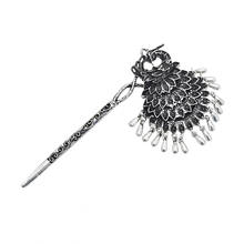 Vintage Oxidized Silver Color Metal Hair Sticks for Women Boho Peacock Bells Tassel Hairpins BrIdal Headpiece Party Hair Jewelry 2024 - buy cheap