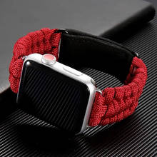 Спасательный веревочный ремешок для Apple watch 44 мм 40 мм iWatch 42 мм 38 мм Открытый Кожаный браслет с застежкой Apple watch 5 4 3 2 1 2024 - купить недорого