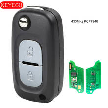 KEYECU-mando a distancia Flip con 2 botones, 433MHz, PCF7946, Chip FOB para Renault Kangoo Clio 3, Modus Trafic Master 2024 - compra barato